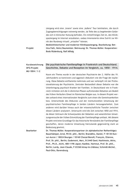 Forschung und Lehre Jahresbericht 2008 zfp fo rsch u n g