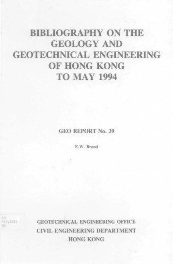 BIBLIOGRAPHY ON THE GEOLOGY AND ... - HKU Libraries