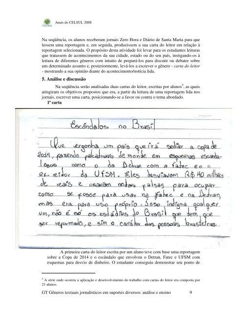 O gÃªnero textual carta do leitor no ensino de linguagem - Celsul.org.br