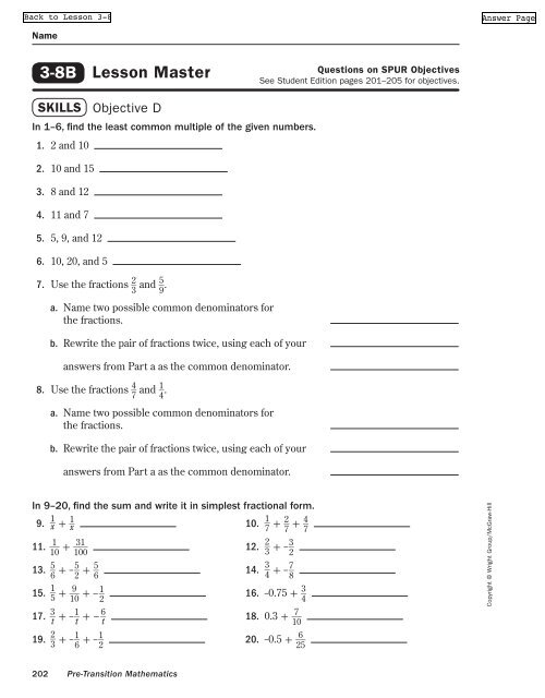 Lesson Master 3-8B