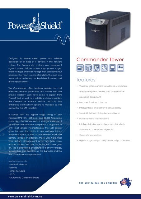 features Commander Tower - Power Shield