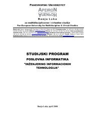 STUDIJSKI PROGRAM - Panevropski univerzitet Apeiron