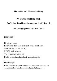 EinfÃ¼hrungsfolien - Lehrstuhl fÃ¼r Mathematische Statistik Uni WÃ¼rzburg