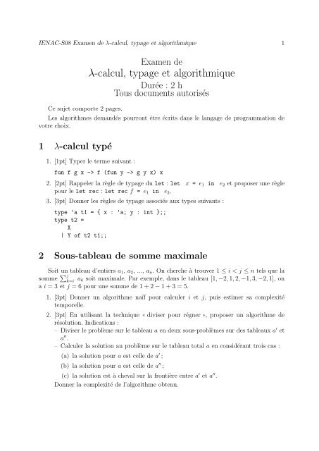 λ-calcul, typage et algorithmique - La Recherche