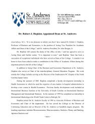 Hopkins Appointed Dean.pdf - St. Andrews University