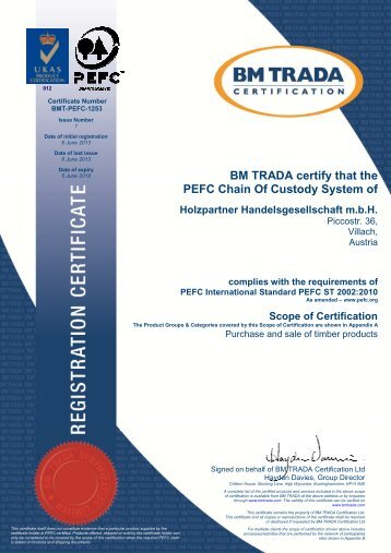 BM TRADA certify PEFC Chain Of Custody BM TRADA ... - HOPA