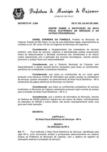 DECRETO Dispoe sobre a instituicao da Nota Fiscal Eletronica de ...