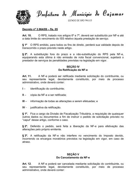 DECRETO Dispoe sobre a instituicao da Nota Fiscal Eletronica de ...