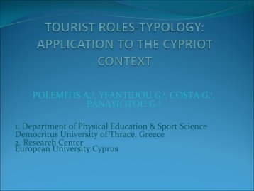 TOURIST ROLE PREFERENCE IN CYPRUS