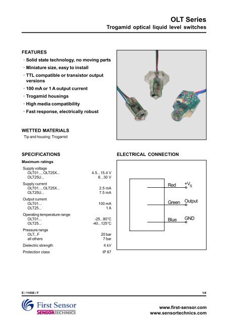 OLT liquid level switch - Sensortechnics