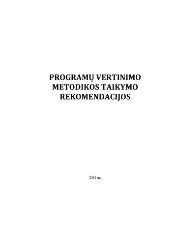 Programų vertinimo metodikos taikymo rekomendacijos - Finansų ...