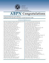 ABPN Congratulations - American Board of Psychiatry and Neurology