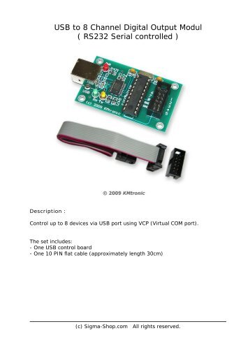 USB to 8 Channel Digital Output Modul ( RS232 Serial controlled )