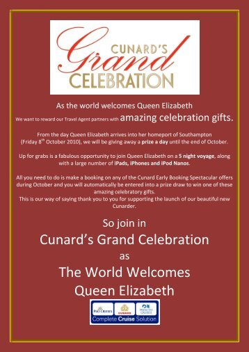 Cunard's Grand Celebration The World Welcomes Queen Elizabeth