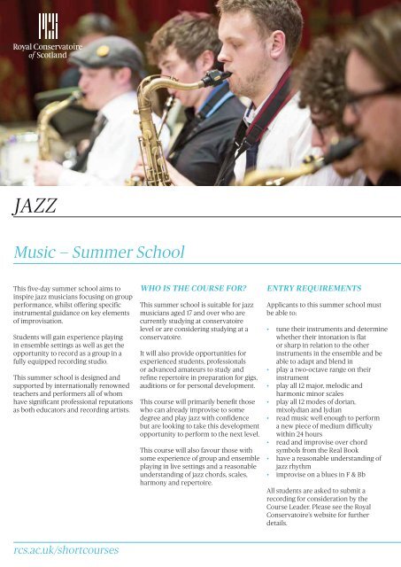music — Summer School - Royal Conservatoire of Scotland