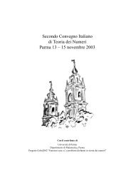 Secondo Convegno Italiano di Teoria dei Numeri Parma 13 â 15 ...