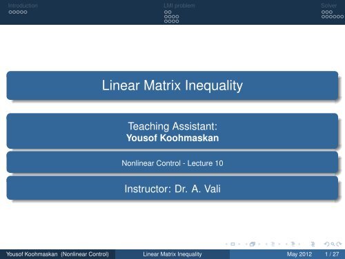 Linear Matrix Inequality