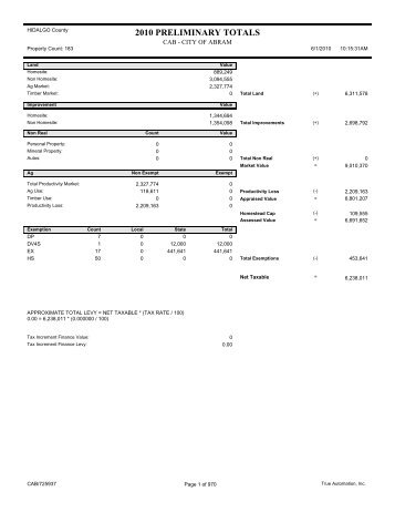 Crystal Reports - TotalsReport.rpt - Hidalgo County Appraisal District