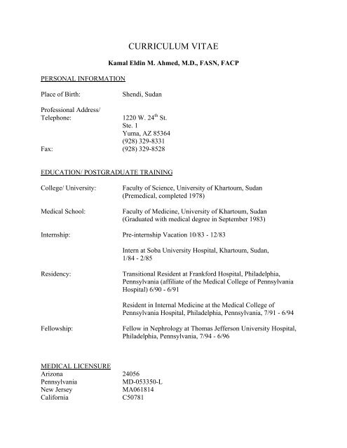 CURRICULUM VITAE - Division of Nephrology-Hypertension