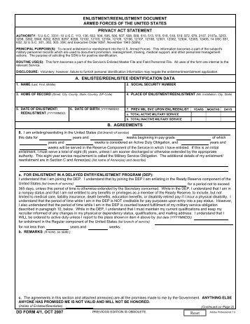 contract form 4 enlistment dd Form 4 dcarc DD  1921