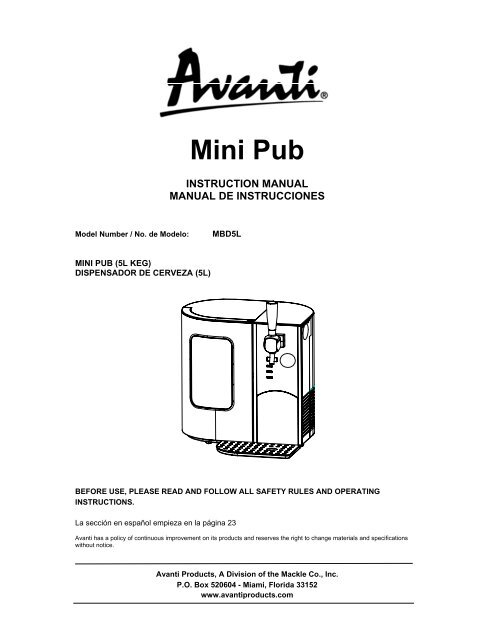 Mini Pub - Avanti Products