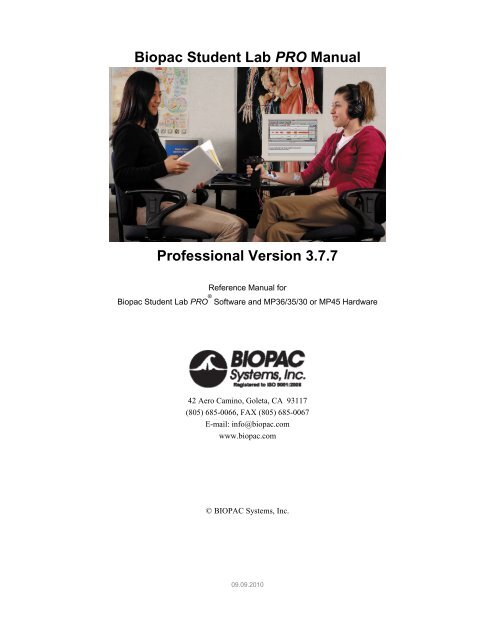 BSL PRO Software Guide - Biopac