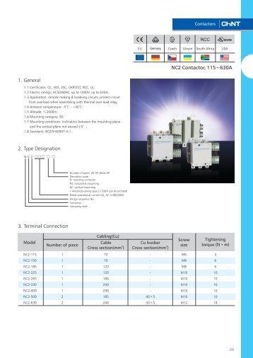 1. General NC2 Contactor, 115~630A 2. Type Designation 3 ... - Chint