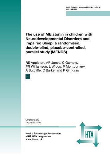 The use of MElatonin in children with Neurodevelopmental ...