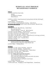 DETAILED DAILY SCHEDULE - Dr. McDougall