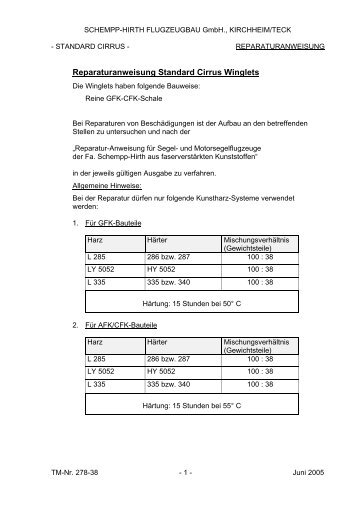 Reparaturanweisung Standard Cirrus Winglets - Schempp-Hirth