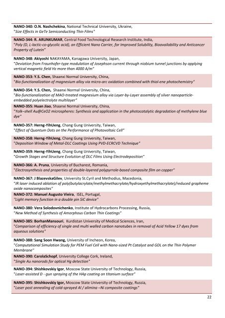 NANOSMAT 2014 Programme