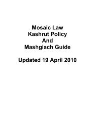 Mosaic Law Kashrut Policy And Mashgiach Guide ... - My Host Control