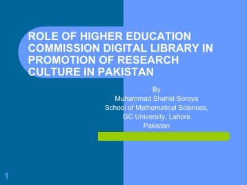 role of higher education commission, digital library in promotion of ...