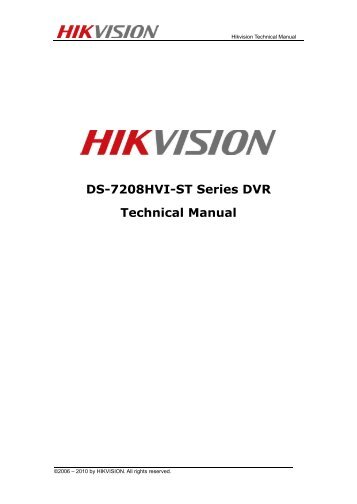 DS-7208HVI-ST Series DVR Technical Manual - newmatic