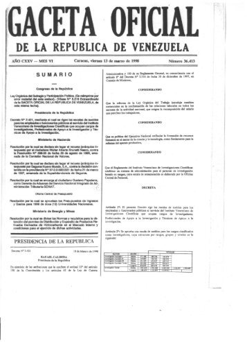 Resolución Nº 075 del 12.03.1998, publicada en Gaceta Oficial Nº ...