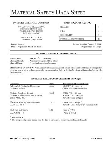 TECTYL 127 CG GRAY MSDS - Daubert Chemical Company, Inc.