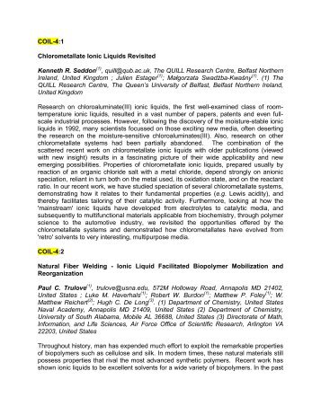 COIL-4:1 Chlorometallate Ionic Liquids Revisited Kenneth R ...