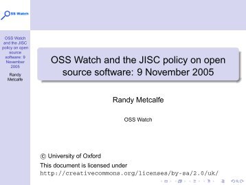 OSS Watch and the JISC policy on open source software: 9 ...