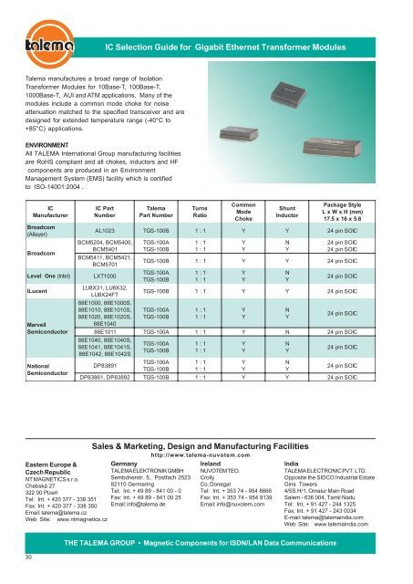 Brochure - with Pulse Cross-Reference - Nuvotem Talema