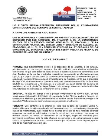 Reglamento del CENMA - H. Ayuntamiento de Centro