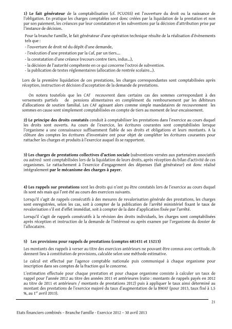 Cnaf, Etats combinÃ©s, exercice 2012 - Caf.fr
