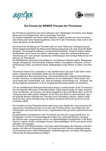 Der Einsatz der BEMER-Therapie bei Thrombose - Schwendihof