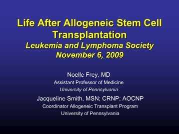 Life After Allogeneic Stem Cell Transplantation Leukemia And