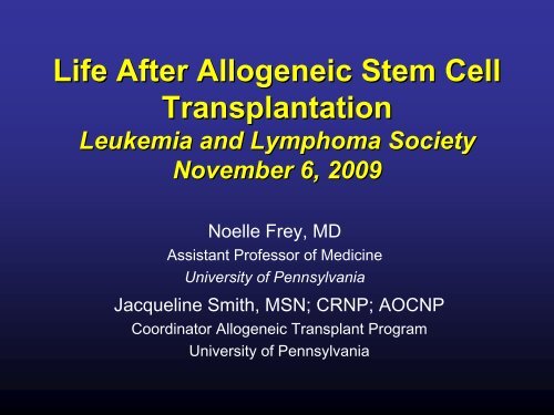 Life After Allogeneic Stem Cell Transplantation Leukemia And