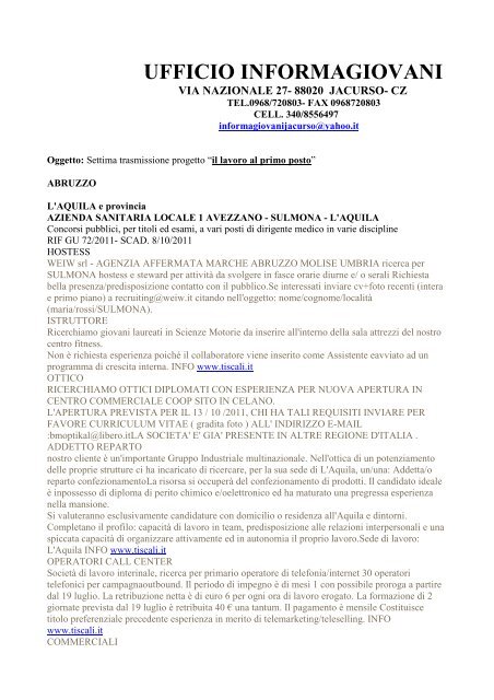7 trasmissione 2011.pdf - Comune di Civitavecchia