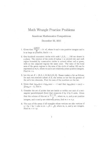 Math Wrangle Practice Problems