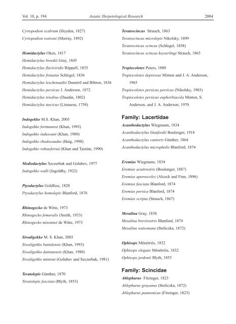 Annotated Checklist of Amphibians and Reptiles of Pakistan