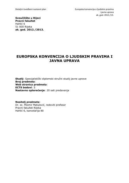 EUROPSKA KONVENCIJA O LJUDSKIM PRAVIMA I JAVNA UPRAVA