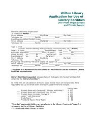 APPLICATION FOR USE OF WILTON LIBRARY FACILITIES