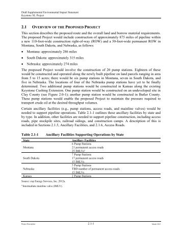 2.1 Overview of the Proposed Project - Keystone XL pipeline - US ...